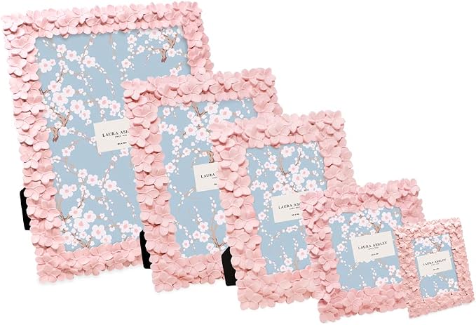 Laura Ashley 4x6 Pink Flower Textured Hand-Crafted Resin Picture Frame - Image 6