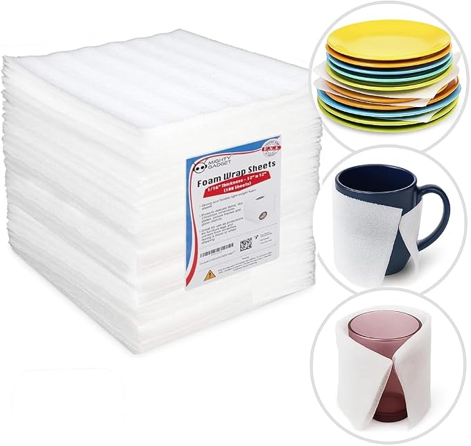 Mighty Gadget 100-Pack Foam Packing Sheets, Pre-Cut Non-Abrasive Cushioning - Image 3