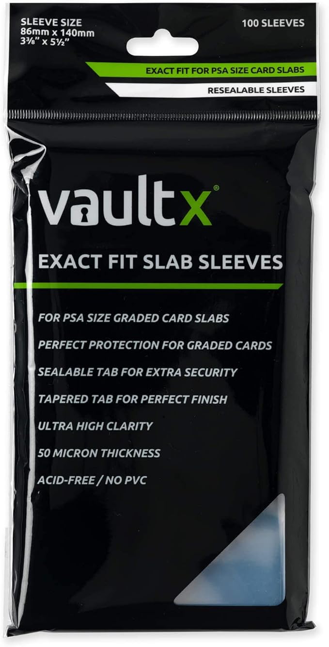 Vault X Exact Fit Slab Sleeves for Graded Trading Cards for PSA, GG and Other by VaultX