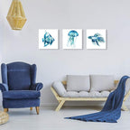 JAPO ART -Ocean Theme Wall Art Sea Animal Blue Jellyfish Tropical Fish Canvas - Image 3