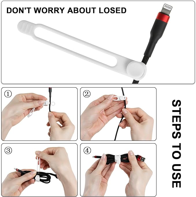 16Pcs Silicone Cable Ties Cord Organizer - Image 3