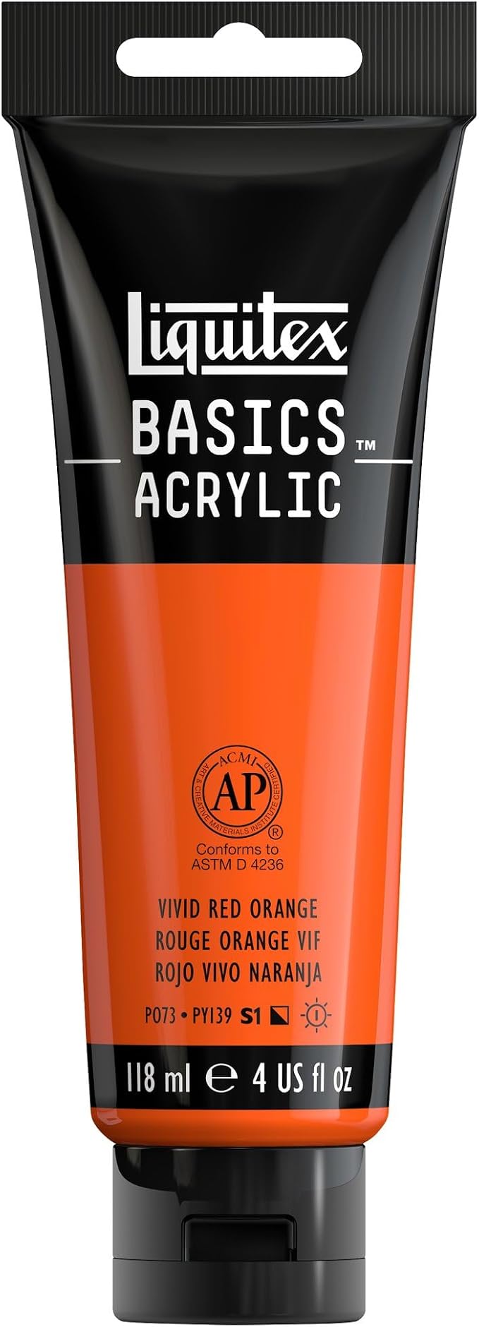 Liquitex BASICS Acrylic Paint, 118ml Tube, Vivid Red Orange by Liquitex