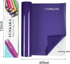 FUNKAKA Purple Heat Transfer Vinyl Rolls, Adhesive Glossy HTV Vinyl - Image 2