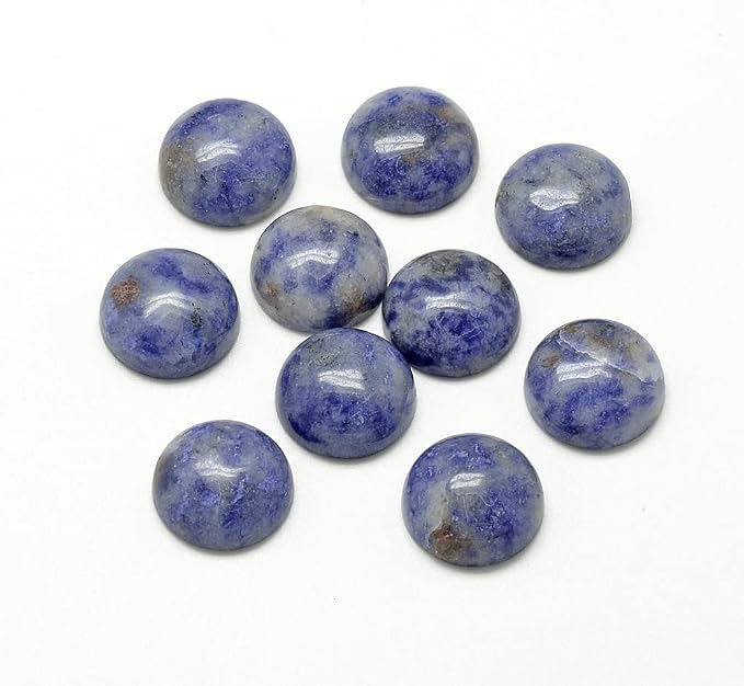 FASHEWELRY 50Pcs Natural Blue Spot Jasper Cabochons Flat Back Gemstone by FASHEWELRY