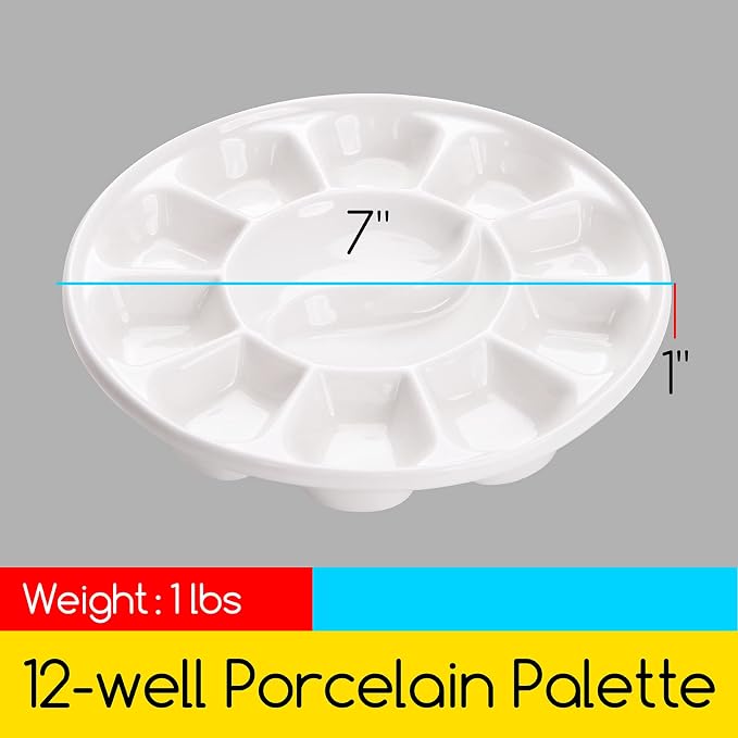 MEEDEN 12-Well Round Porcelain Watercolor Paint Palette - Image 2