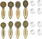 SUNNYCLUE 1 Box 8 Sets Bronze Bookmarks Cabochon Tray Bookmark Alloy Metal by SUNNYCLUE