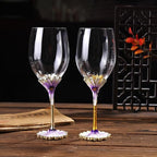 Simcat Handmade Painted Enamel Flower Glass Wine Glasses Transparent Refined - Image 5