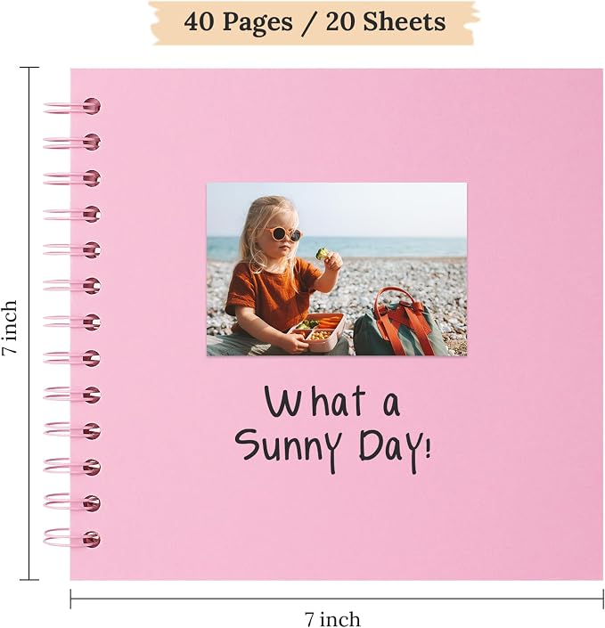 Scrapbook 7x7 Inch DIY Scrapbook Album Hardcover Kraft Paper 40 pages/20 sheets - Image 2