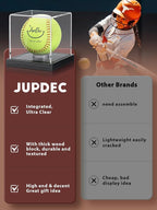 JupDec Softball Display Case Clear Acrylic Ball Holder, UV Protected Cube - Image 5