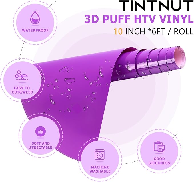 Tintnut Warm Purple Puff Heat Transfer Vinyl Roll, easy cut & weed, stretch - Image 2