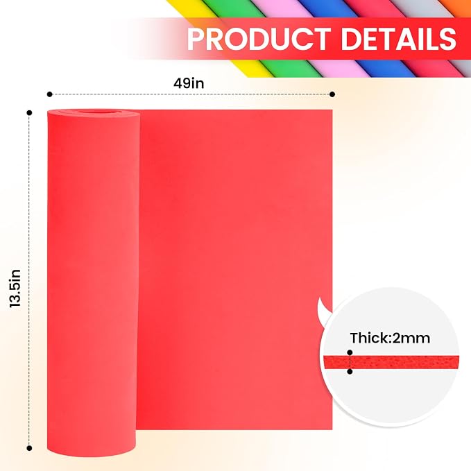 Do²ping Red Eva Foam Sheets roll, 2mm eva Craft Foam 49''x13.5'' High Density - Image 2