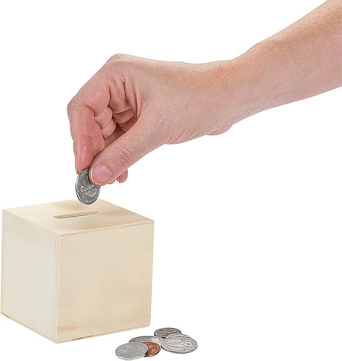 Fun Express DIY Unfinished Wood Block Piggy Bank - Image 4