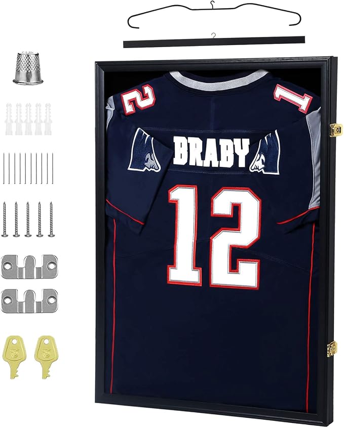 IHEIPYE Jersey Display Frame Case Lockable, Large Sport Jersey Shadow Box by IHEIPYE