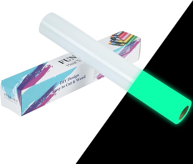 FUNKAKA Glow in The Dark Heat Transfer Vinyl Roll, Glow in The Dark HTV Vinyl by FUNKAKA