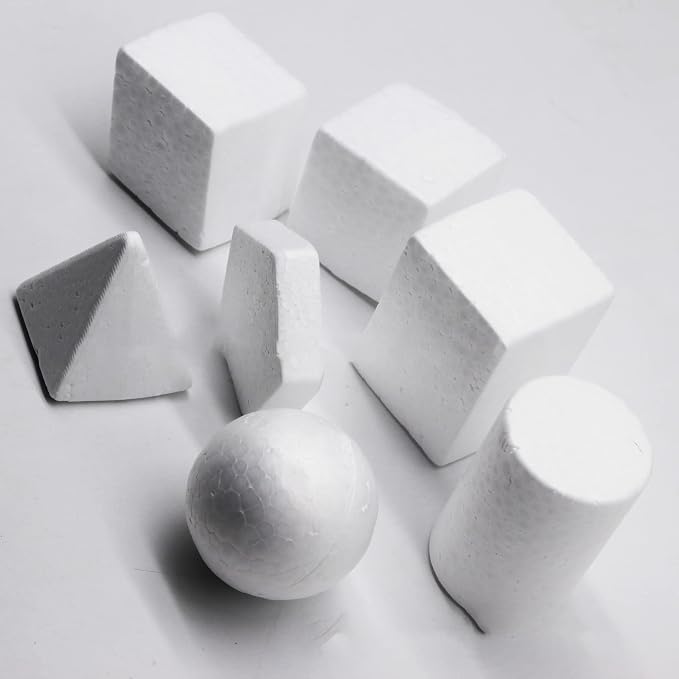 SOUJOY 32 Pack White Foam Shape, 8 Shapes Craft Foam Ball, Kid DIY Art Foam Cone - Image 6