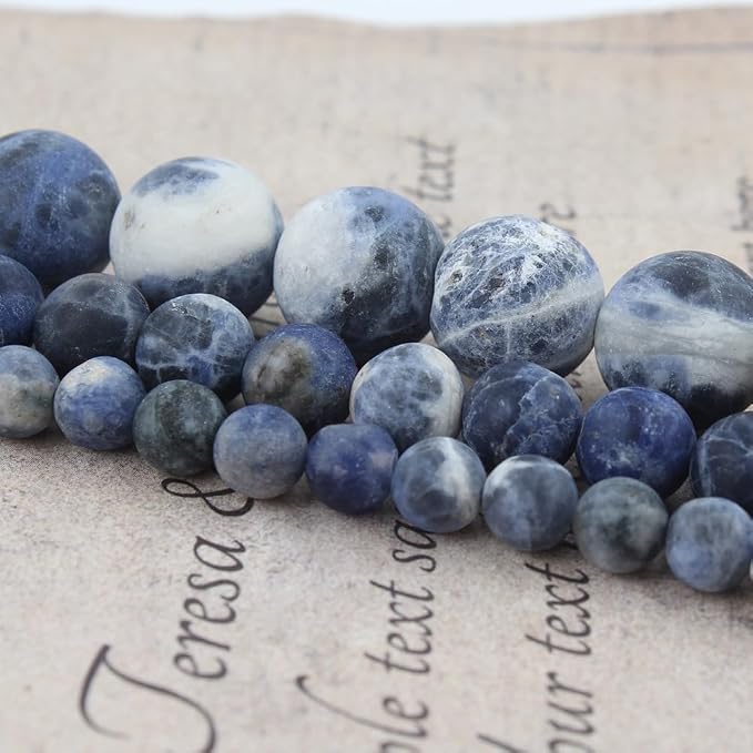 36pcs Natural Matte Blue Sodalite Gemstone Beads，10mm Frosted Round Loose Stone - Image 5
