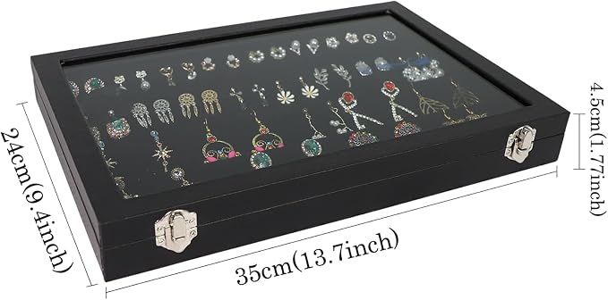 Wudygirl 32 Pairs Jewelry Organizer Velvet Jewelry Tray Clear Lid Earring - Image 6