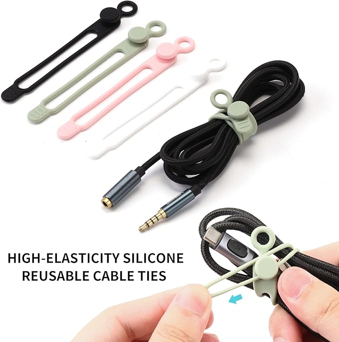 UMUST 20pcs Silicone Cable Ties, Reusable Cable Management Organizer, Wire - Image 2