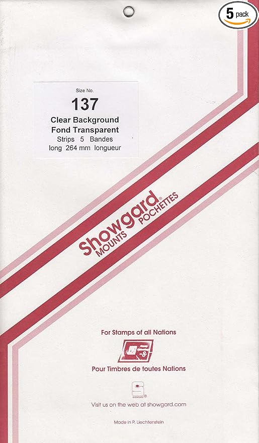 Strip Style Stamp Mounts Size 137 Clear by Showgard