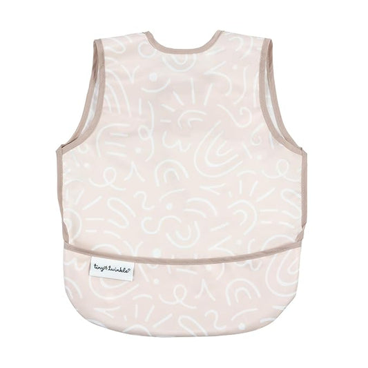 Tiny Twinkle Short Sleeve Apron Baby & Toddler Bib for Boys – Waterproof, Mess-Proof Bibs for Eating & Feeding, Machine Washable, Perfect Holiday Gift (Zen Garden, 6–24M)