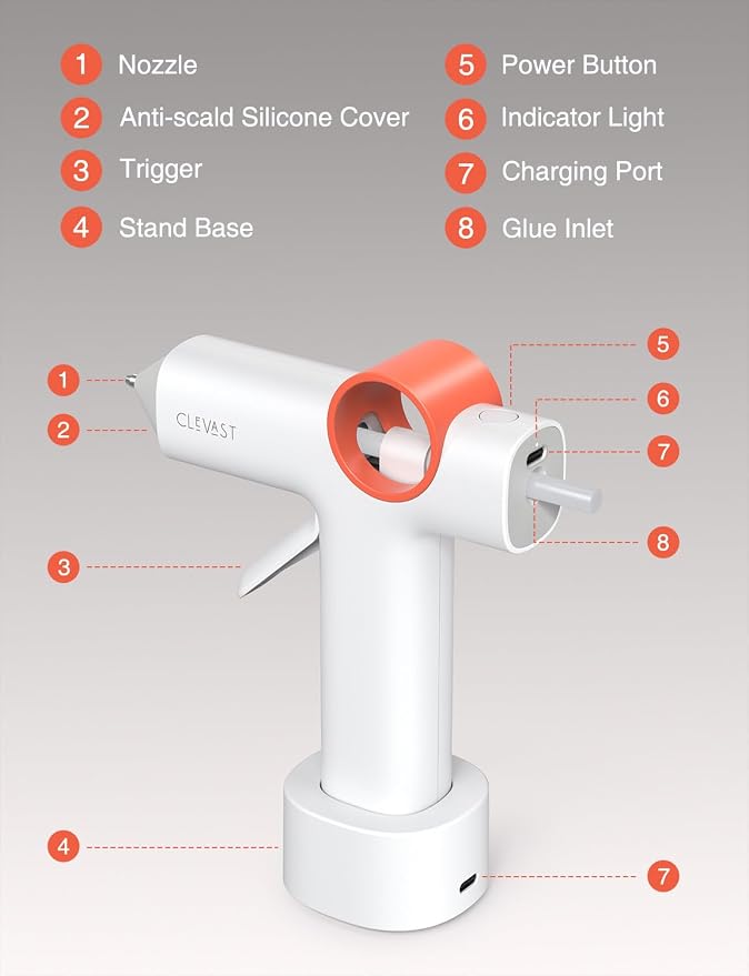 CLEVAST Cordless Hot Glue Gun, 5000mAh Rechargeable Mini Glue Gun - Image 7