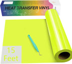 HTVRONT Heat Transfer Vinyl Neon Yellow HTV-12" x 15ft HTV Vinyl by HTVRONT