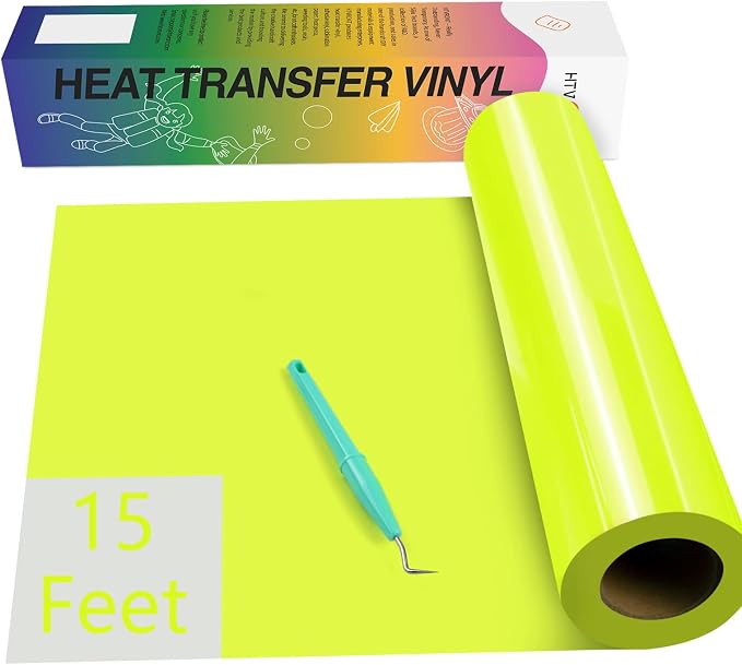 HTVRONT Heat Transfer Vinyl Neon Yellow HTV-12" x 15ft HTV Vinyl by HTVRONT