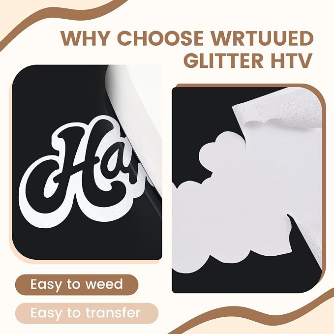White Glitter HTV Heat Transfer Vinyl - Image 4