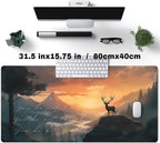 Misty Forest Desk Pad Mat Anime Mouse Pad Gaming Playmat, Large Mouse Pad Deer - Image 2