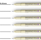 Muchcute 05 Fine Point Writing Pens: 6 Black 0.45mm Thin Micron Pen 05 No Bleed - Image 3