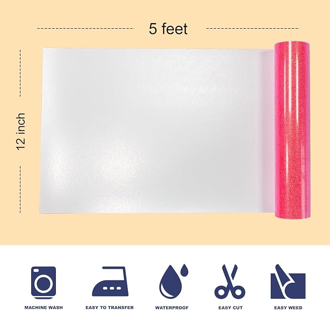 Glitter Puff Heat Transfer Vinyl, 12in X 5ft Iron on | 3D Puff, Wash No Fade - Image 2