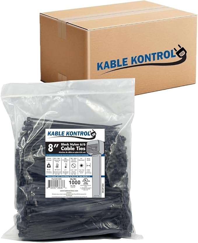 Kable Kontrol Cable Zip Ties Black 10, 50 Lbs Tensile Strength, Bulk Pack by KABLEKONTROL%C2%AE