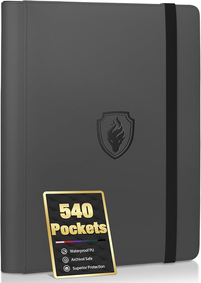 Premium 9 Pocket Card Binder for 540 Cards, Fabmaker PU Cover Trading Card by Fabmaker