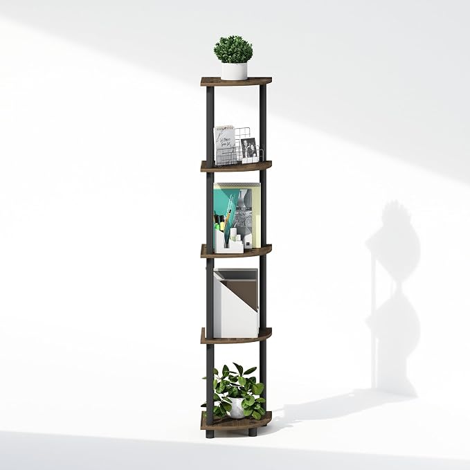Furinno Turn-N-Tube Storage Shelves, 5-Tier Book Shelf, Corner Shelf, Toolless - Image 7