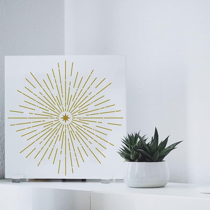 FINGERINSPIRE Starburst Stencils 11.8x11.8 inch Shining Stars Stencil | Square - Image 7