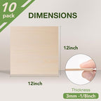 Rowood 10 Pack Maple Plywood 1/8, 3mm Wood Sheets Thin Unfinished Maple Plywood - Image 2