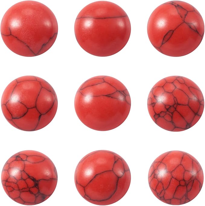 FASHEWELRY 50Pcs Synthetic Red Turquoise Cabochons Flat Back Gemstone Cabochons by FASHEWELRY