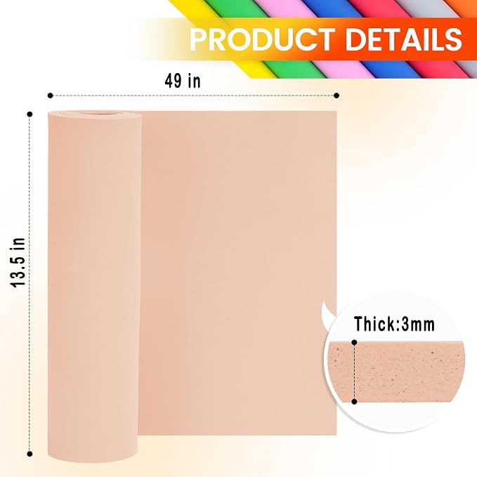 Do²ping Beige Eva Foam Sheets Roll, 3mm EVA Craft Foam 49''x13.5'' High Density - Image 2