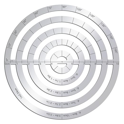ORIGACH Stainless Steel Concentric Round Ruler Metal Circle and Curve Drafting by ORIGACH