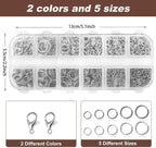 1200Pcs Silver with Pliers Jump Rings Jewelry Making Kit and Necklace Clasps - Image 2