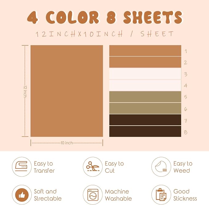Tintnut Skin Tone Puff Heat Transfer Vinyl, easy cut & weed, stretch washable - Image 2