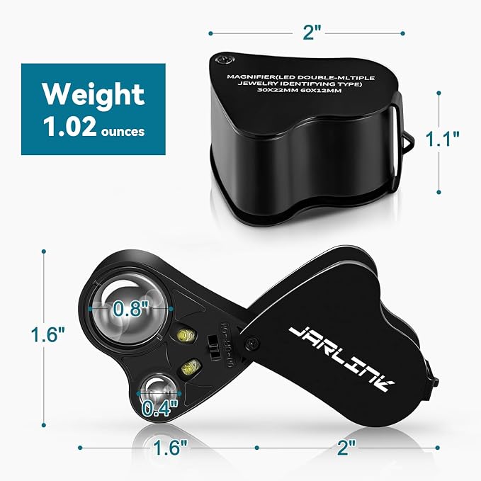 JARLINK 30X 60X Illuminated Jewelers Loupe Magnifier, Foldable Jewelry Magnifier - Image 7