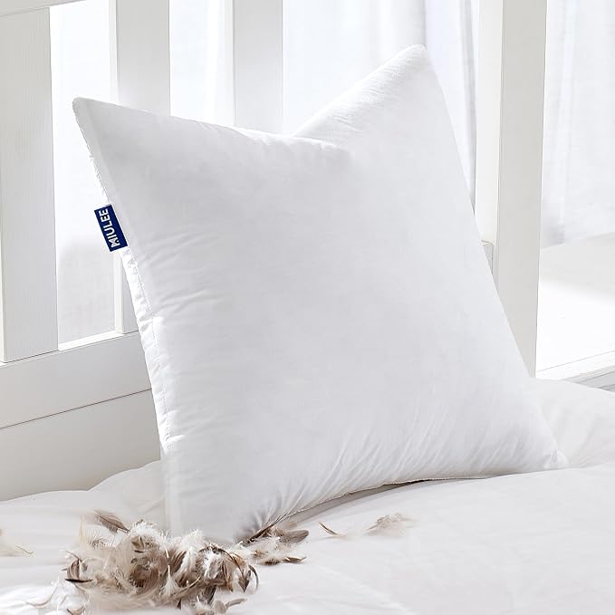 MIULEE Feather Pillow Insert 26x26, Decorative Down Throw Pillow Insert Fluffy by MIULEE