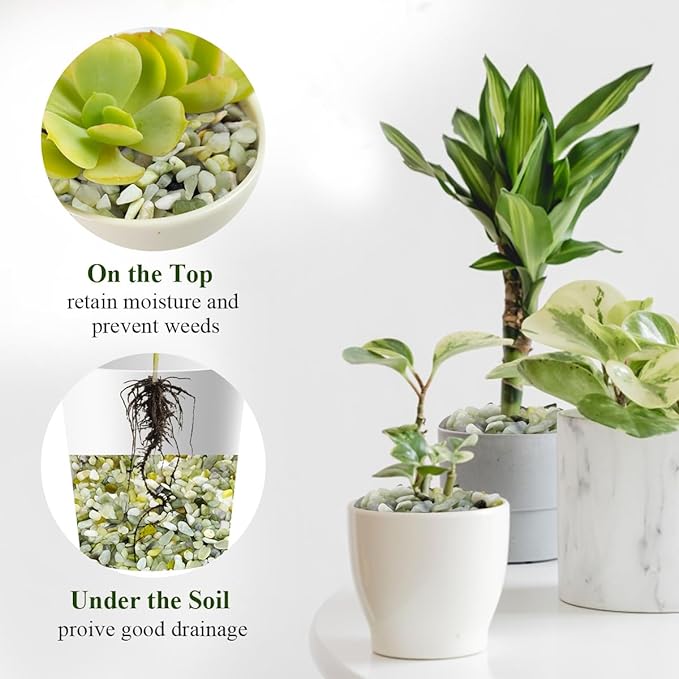 FANTIAN 2 lbs Jade Rocks for Plants Indoor, 3/8 inch Small Pebbles for Indoor - Image 4