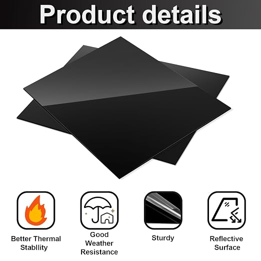 Outus 2 Pcs 12 x 12 Inch Black Acrylic Sheet 1/16 Inch Thick Acrylic Sheet - Image 5