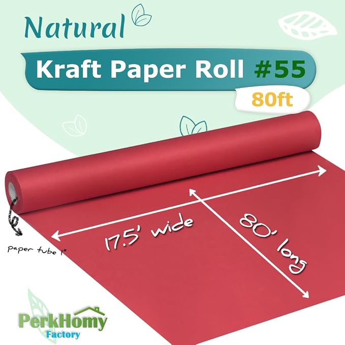 PerkHomy Red Kraft Paper Roll 17.5" x 960" - Image 2