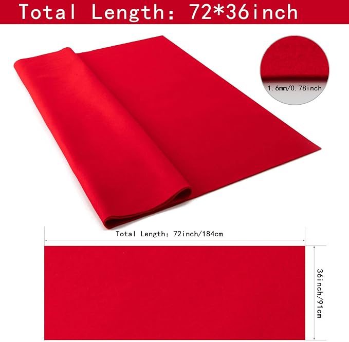 HaoFeijh Red Felt Fabric 72 * 36 Inch Wide 1.6mm, Fabric Sheets Soft Woven - Image 2