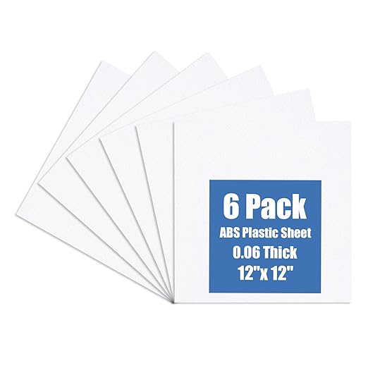 Plastic Sheet 12" x 12" x 0.06", Abs Plastic Sheets 6 Pack by KINLINK