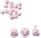 20mm Geometric Wood Beads Light Pink Polygon Wooden Loose Spacer Beads - Image 3