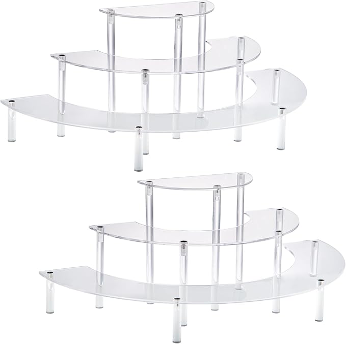 HENABLE Acrylic Display Risers, 3 Tier Clear Cupcake Perfume Stand Organizer by HENABLE